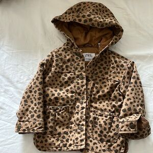 Zara cheetah print puffer jacket